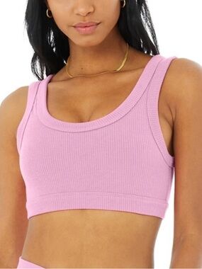 ALO Yoga Wellness Ribbed Sports Bra in Purple SZ M EUC